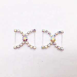 Fancy Diamante Rhinestone Buckle Bikini Bra Bow Rhinestone Connector For Swimwear