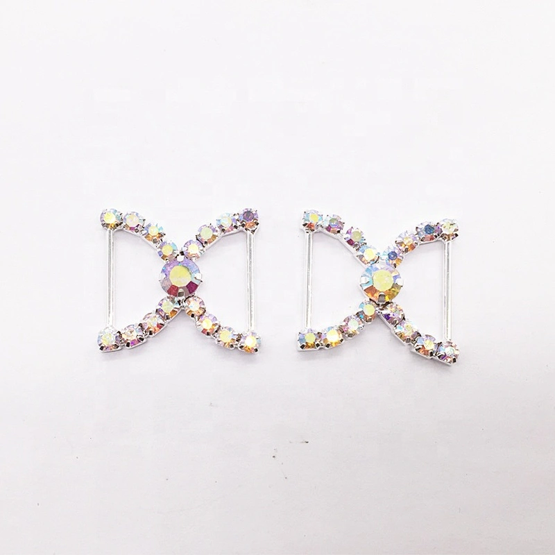 Fancy Diamante Rhinestone Buckle Bikini Bra Bow Rhinestone Connector For Swimwear