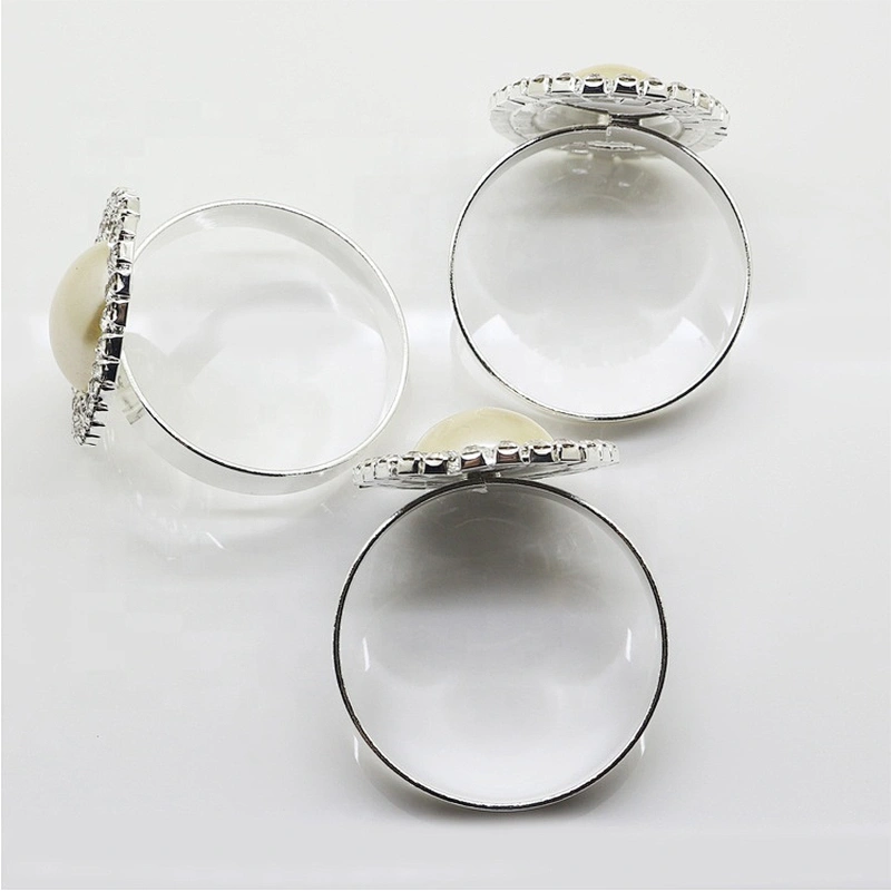 Factory Bulk Mass Production Cheap White Pearl Rhinestone Oval Napkin Ring Holder