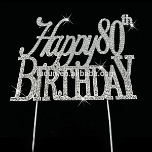 Custom Birthday cake Topper Crystal Rhinestone Cake Pick Cake Toppers For Wedding Birthday Party Decoration