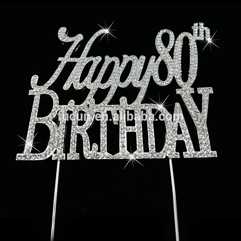 Custom Birthday cake Topper Crystal Rhinestone Cake Pick Cake Toppers For Wedding Birthday Party Decoration