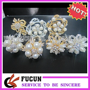 Chinese Hotel Wedding Table Plate Decorative Accessories Jeweled Pearls Napkin Ring