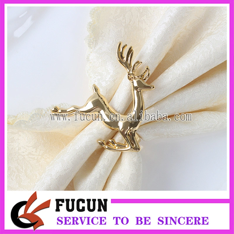 2018 New Customized Christmas Decors Gold Elk Shaped Animal Metal Napkin Ring