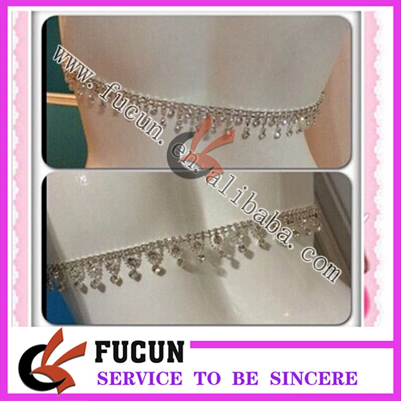 Fashion crystal long straight middle bikini connector rhinestone China wholesale
