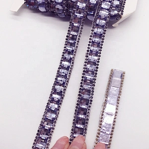 Customized factory price  wholesale hot fix trimming iron on rhinestone banding