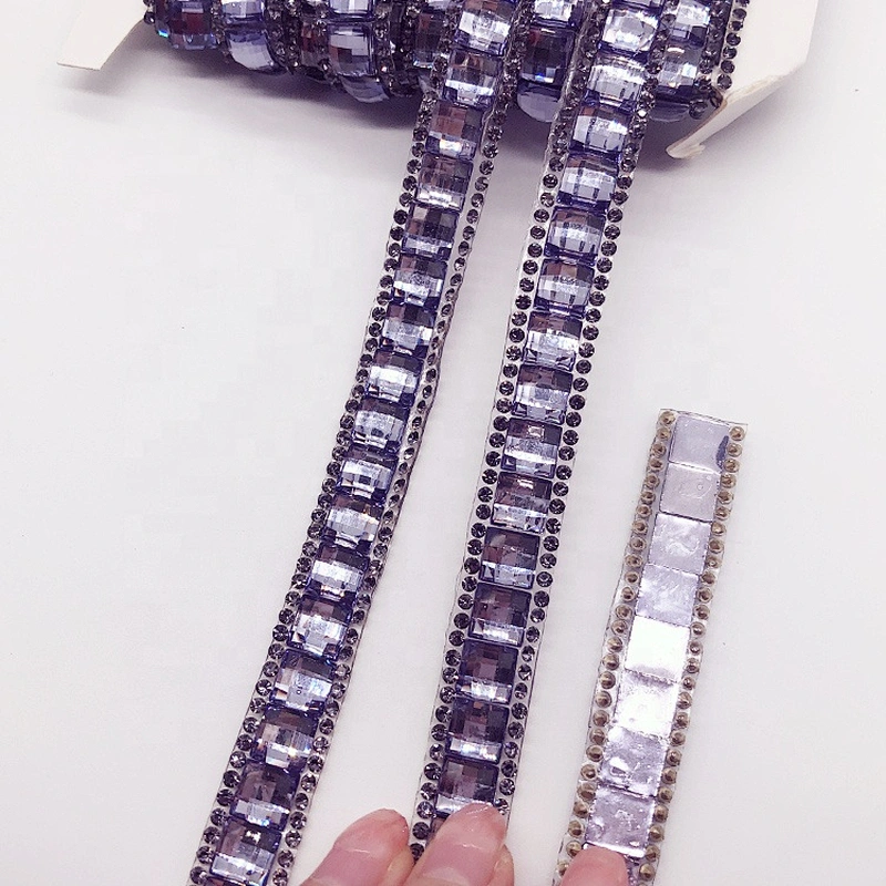 Customized factory price  wholesale hot fix trimming iron on rhinestone banding