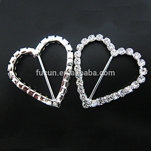 Decorative Fashion Round Square and Heart Shaped Rhinestone Ribbon Slider Buckles