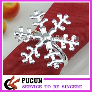 Cheap Bulk Silver Stainless Steel Metal Snowflake Pattern Napkin Ring