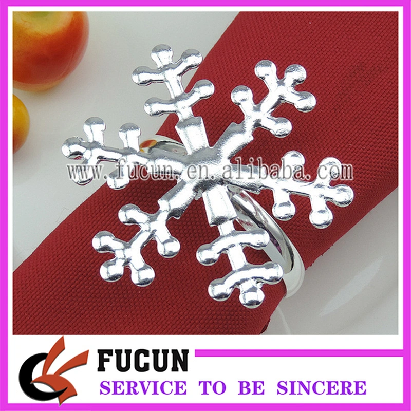 Cheap Bulk Silver Stainless Steel Metal Snowflake Pattern Napkin Ring