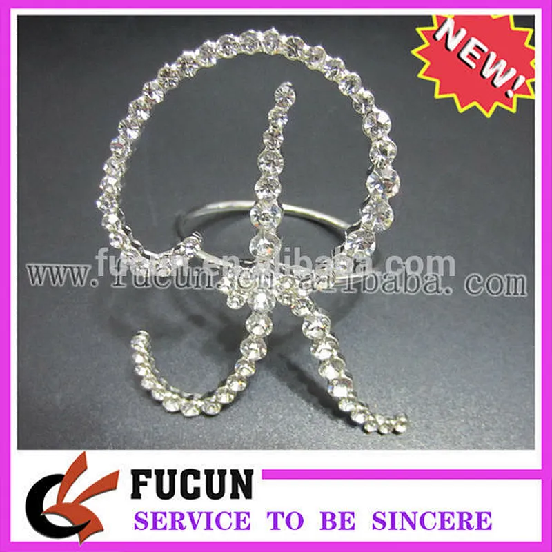 Bulk Wholesale Monogrammed Alphabet Letter A Monogrammed Rhinestone Napkin Rings