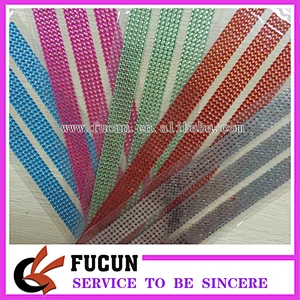 Fancy cheap price 5 rows assorted colors self adhesive sticker sheet rhinestone sticker for decoration