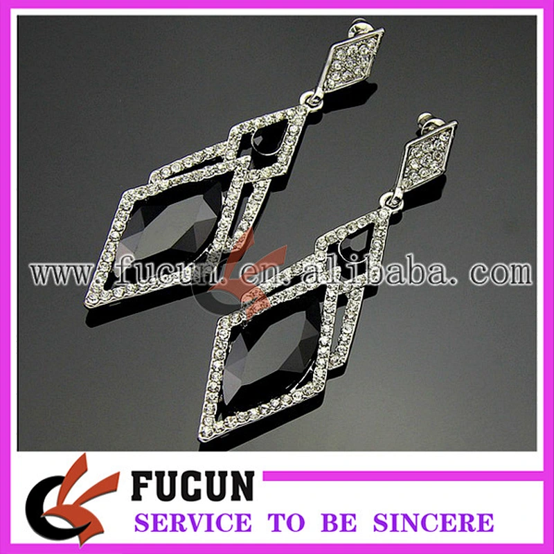 latest fashion design zinc making rhinestone earrings jewelry China wholesale