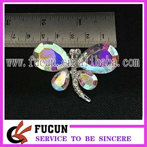 Newly trendy design crystal insect AB dragonfly shape rhinestone brooch for sell