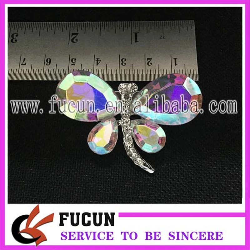 Newly trendy design crystal insect AB dragonfly shape rhinestone brooch for sell