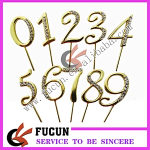 3.5cm Crystal Diamante Rhinestone gold Cake Topper Birthday Age Numbers Anniversary Party