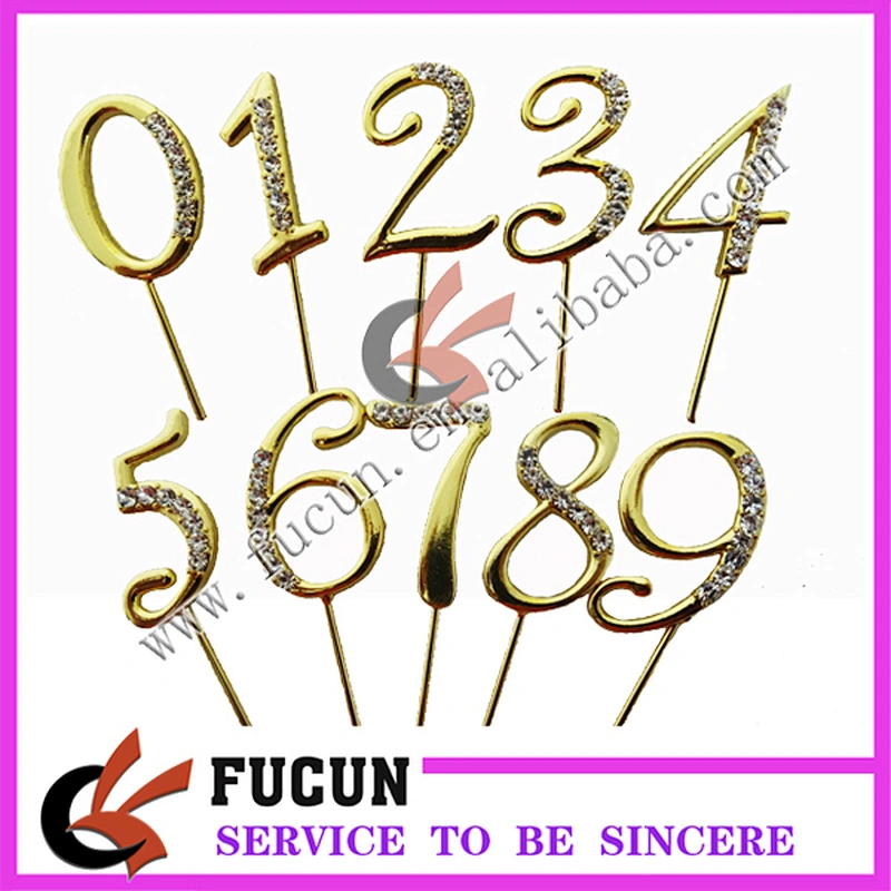 3.5cm Crystal Diamante Rhinestone gold Cake Topper Birthday Age Numbers Anniversary Party