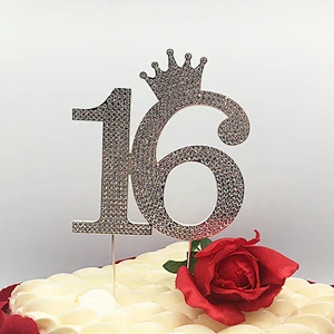 Factory Price Bling Cake Decoration  16 crown Crystal Rhinestone Cake Topper