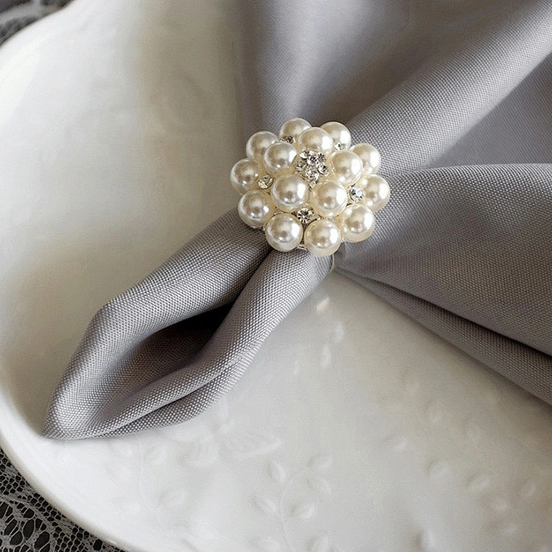make decorative ivory white pearl flower napkin holder ring