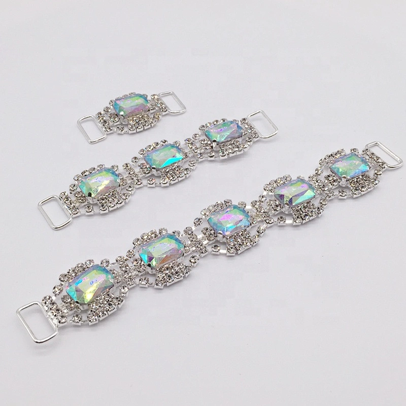 China supplier crystal AB bikini connectors swimsuit rhinestone chain for bra