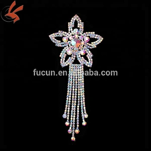 wholesale wedding sparkly sew on Tassels Rhinestone  Applique