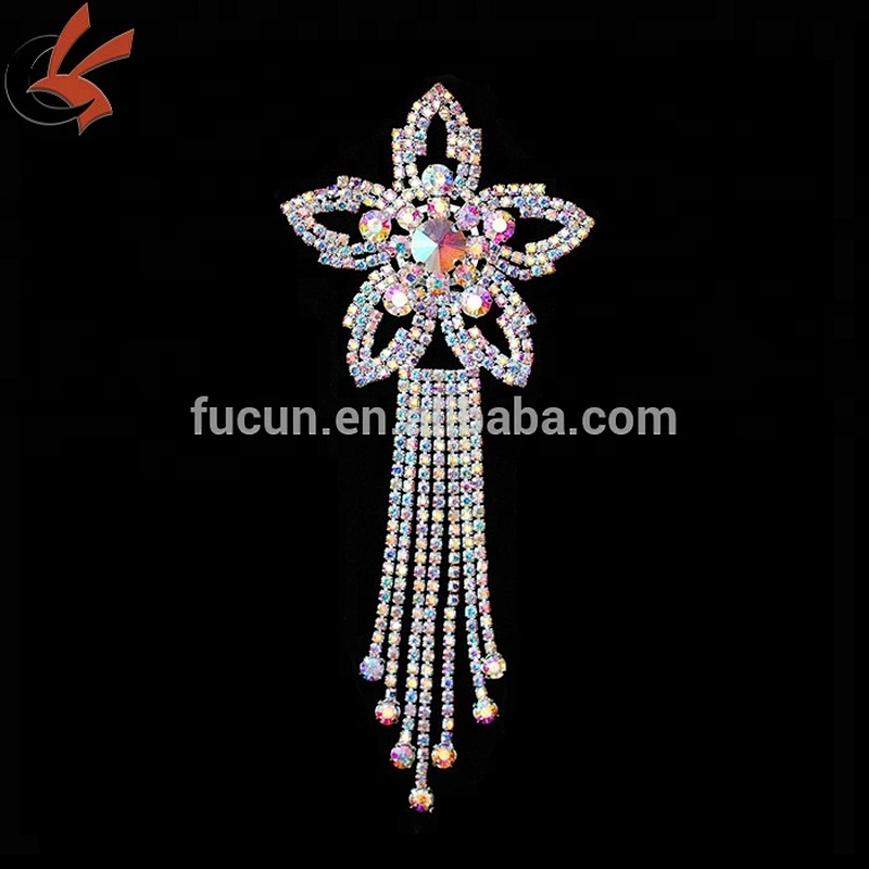 wholesale wedding sparkly sew on Tassels Rhinestone  Applique