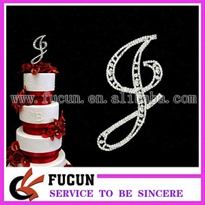 acrylic rhinestone number J cake toppers