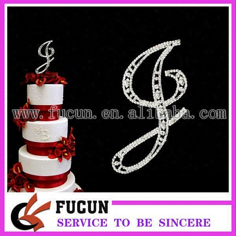 acrylic rhinestone number J cake toppers
