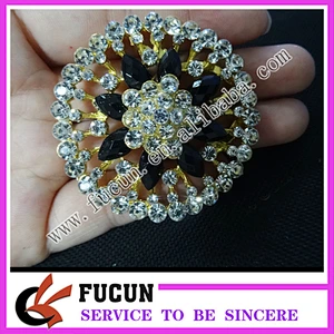 Shiny bling rhinestone crystal metal crafts ,handcraft brooch for wedding gift