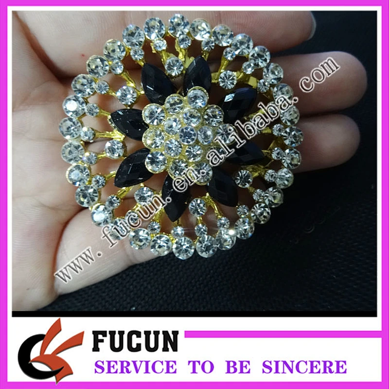 Shiny bling rhinestone crystal metal crafts ,handcraft brooch for wedding gift