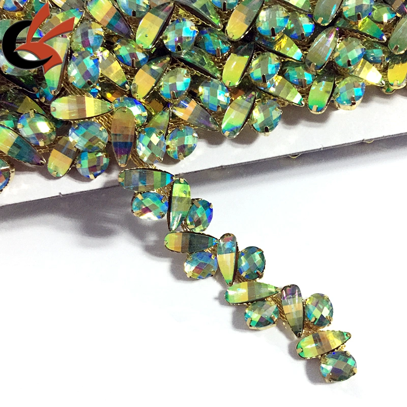Shining Carnival decoration Green AB crystal rhinestone chain trimming