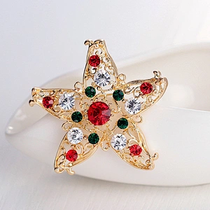 Hot selling blingbling colorful star shape brooch pin for Christmas Eve decoration