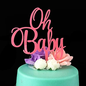 Personalized Acrylic Traditional Design Decoration Oh baby acrylic cake topper cake pick