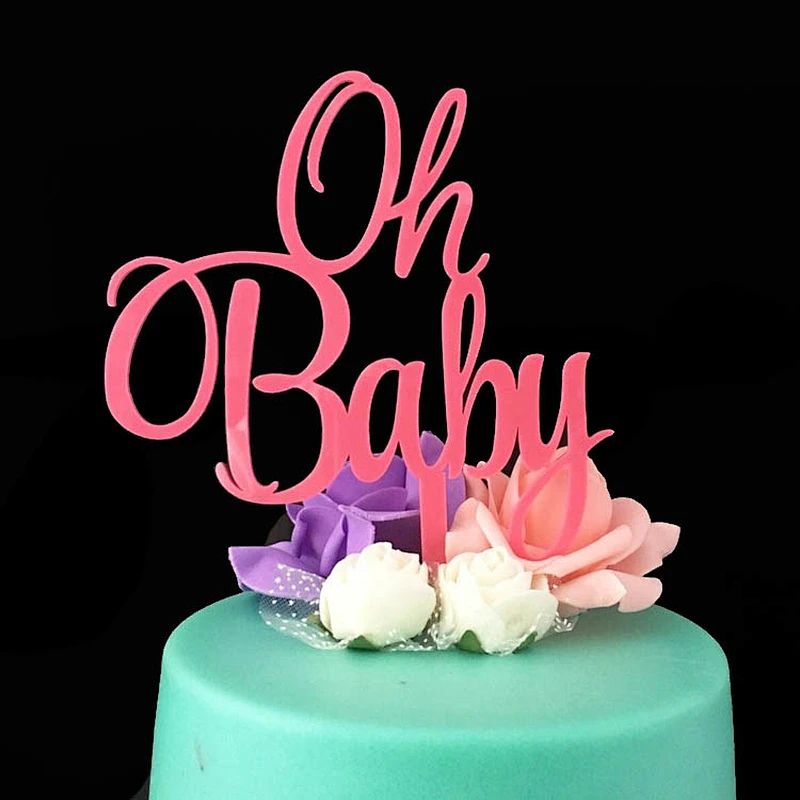 Personalized Acrylic Traditional Design Decoration Oh baby acrylic cake topper cake pick