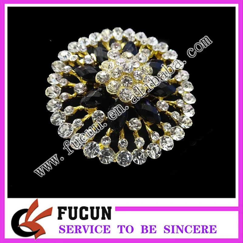 Shiny bling rhinestone crystal metal crafts ,handcraft brooch for wedding gift