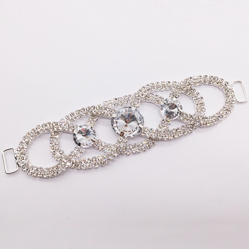 Hot Sell Silver Jewelry Glass Rhinestone Bikini Connector For Swimsuit Competition