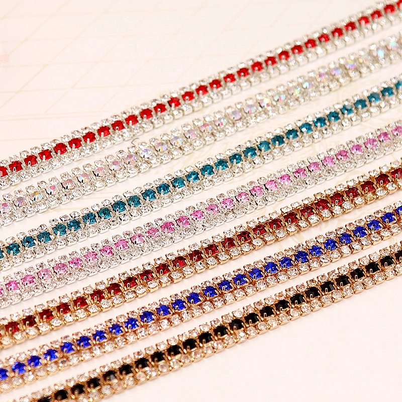 Diamond Various Colored Rhinestone Braid Cup Trim Chain