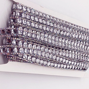 Customized factory price  wholesale hot fix trimming iron on rhinestone banding