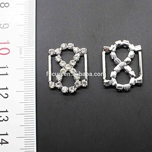 wholesale shiny zinc alloy metal shoes buckle decorative with glass stone