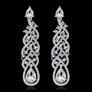 Wedding Jewelry Sparkling Dangle Rhinestone Bridesmaid Earrings
