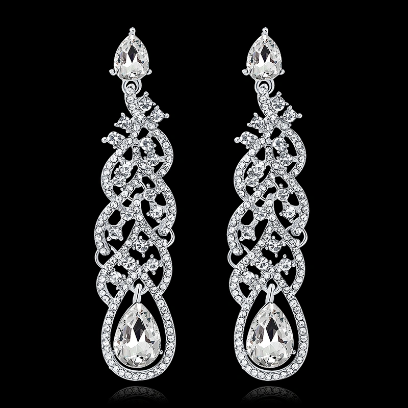 Wedding Jewelry Sparkling Dangle Rhinestone Bridesmaid Earrings