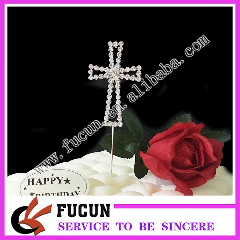rhinestone Cross Baptism Communion Christening Easter Party cake topper for decoration