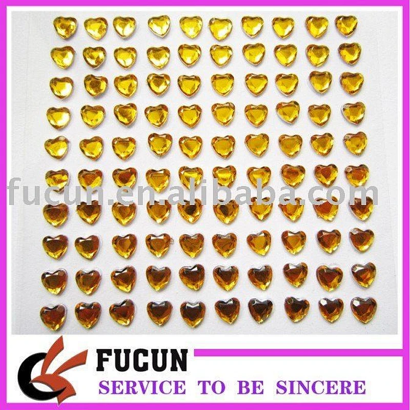 DIY Gem self adhesive stickers/heart shape gem acrylic stickers