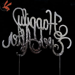 happy ever after Silver Crystal Rhinestone Cake Topper Bling Party Favor