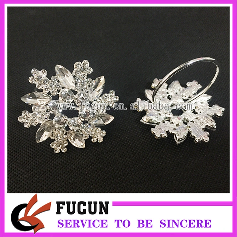 High Quality Rhinestone Home Decor Glass Crystal Snowflake Napkin Ring