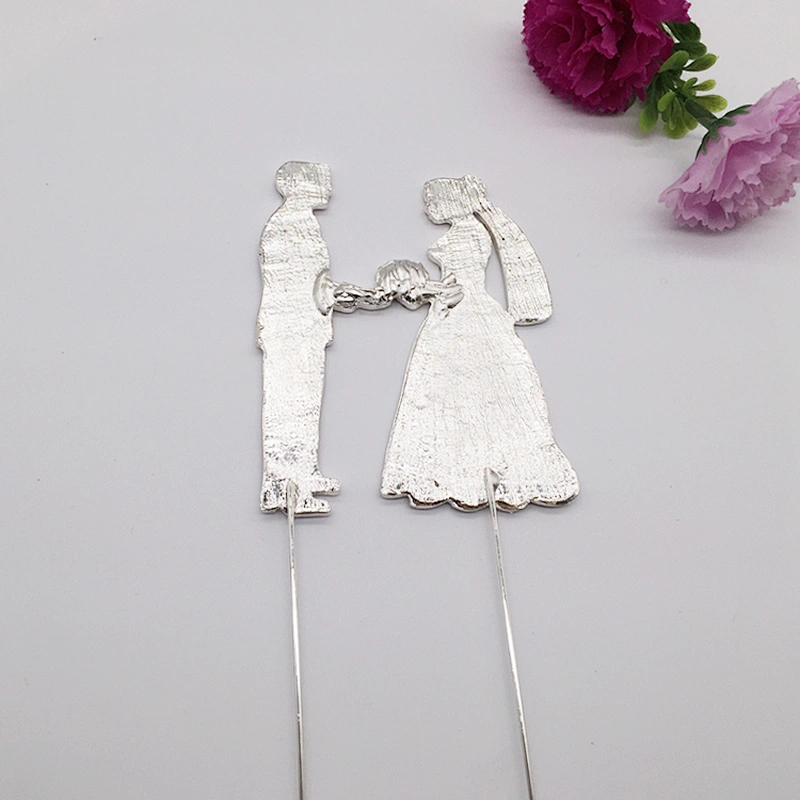 Custom couple crystal bridal bouquet bride and bridegroom wedding cake topper