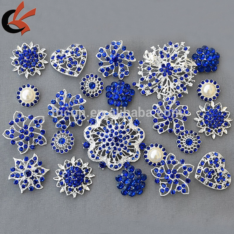Silver Plated Rhinestone Small Flower Bouquet Wedding Party Brooch Pin