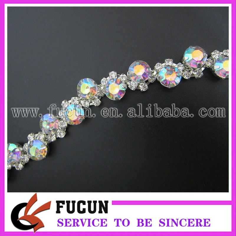 wholesale sparkling wedding Crystal Silver Trim Rhinestone Trimming Cup Chain Style