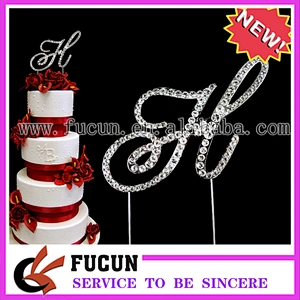 Silver Letter Initial Monogram Wedding Cake Topper in Crystal Rhinestone Covered