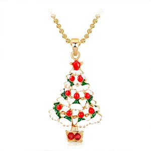 Christmas Gift Rhinestone Christmas Tree Necklace