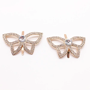 custom rhinestone butterfly shape shoes buckle accessories